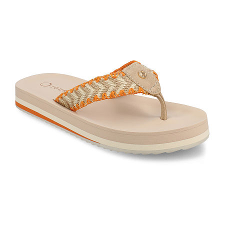 Journee Collection Womens Eloddie Flip-Flops, 8 Medium, Brown
