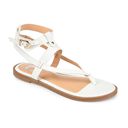 Journee Collection Womens Tangie Flat Sandals, 10 Medium, White