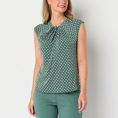 Liz Claiborne Tall Womens Round Neck Sleeveless Blouse