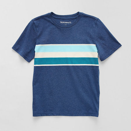 Thereabouts Little & Big Boys Crew Neck Short Sleeve T-Shirt, Medium (10-12), Blue