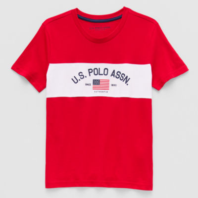 U.S. Polo Assn. Little & Big Kid Boys Crew Neck Short Sleeve Flag Classic Fit Graphic T-Shirt