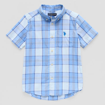 U.S. Polo Assn. Little & Big Kid Boys Short Sleeve Classic Fit Embroidered Button-Down Shirt