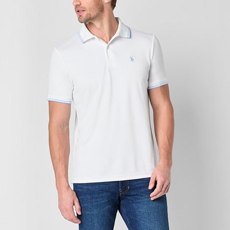 U.S. Polo Assn. Performance Mens Classic Fit Short Sleeve Polo Shirt, Medium, White