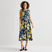 fitted lace wedding dress Turquoise Floral Midi Dress with Cropped Cardigan – Sleeveless Fit & Flare AQUA/IVORY/BLACK / 12 main image 0
