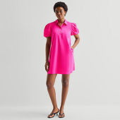 strapless open back dress Decade Classics Baby Pink Knitted Textured Sleeve Dress