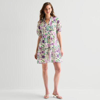 Sam And Jess Womens Short Sleeve Floral Shift Dress