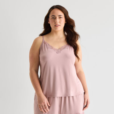 Ambrielle Womens V Neck Sleeveless Plus Pajama Top