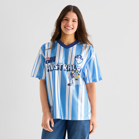 Mad Engine Bluey Jersey Womens Juniors V Neck Short Sleeve Bluey Jersey