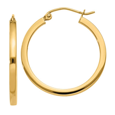 14K Gold 25mm Round Hoop Earrings