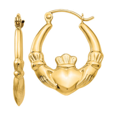 14K Gold 12mm Claddagh Hoop Earrings JCPenney