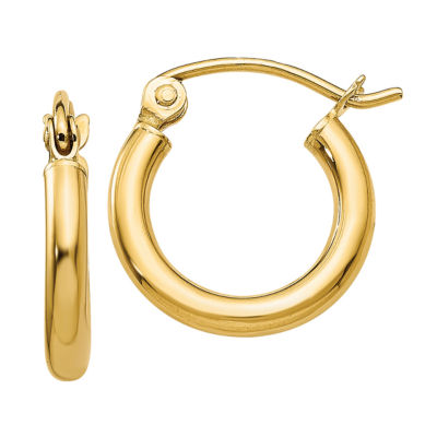 14K Gold 13mm Round Hoop Earrings