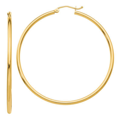 14K Gold 50mm Round Hoop Earrings