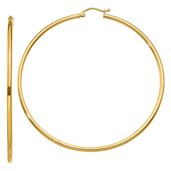 14K Gold 65mm Round Hoop Earrings