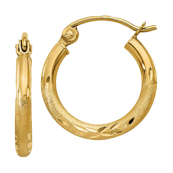 14K Gold 15mm Round Hoop Earrings