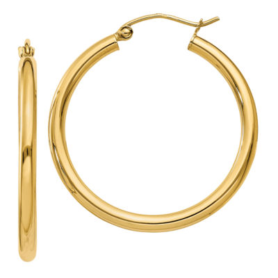 14K Gold 30mm Round Hoop Earrings