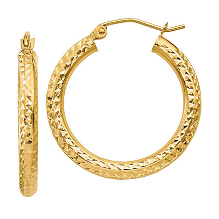 14K Gold 25mm Round Hoop Earrings, One Size