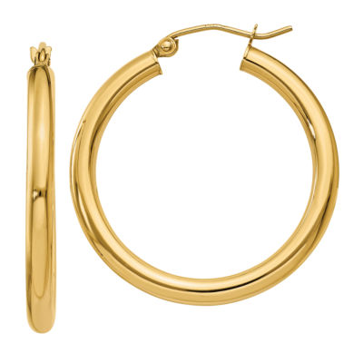 14K Gold 30mm Round Hoop Earrings