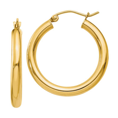 14K Gold 25mm Round Hoop Earrings