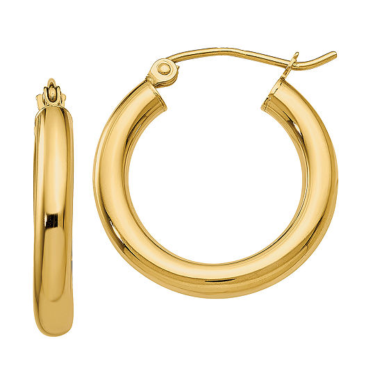 14K Gold 20mm Round Hoop Earrings