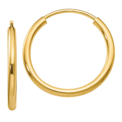 14K Gold 14mm Round Hoop Earrings - JCPenney