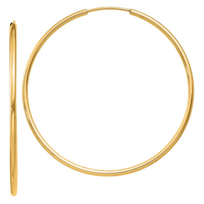 14K Gold 40mm Round Hoop Earrings