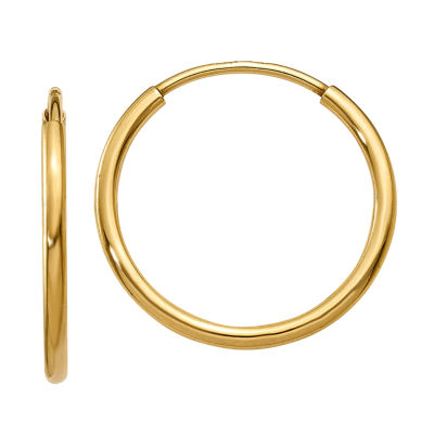 14K Gold 14mm Round Hoop Earrings