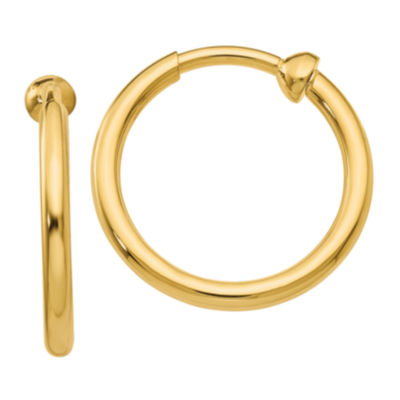 14K Gold 15mm Round Hoop Earrings