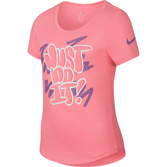 Nike Short Sleeve Scoop Neck T-Shirt-Big Kid Girls