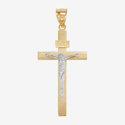 Religious Jewelry Crucifix Unisex Adult 14K Two Tone Gold Cross Pendant