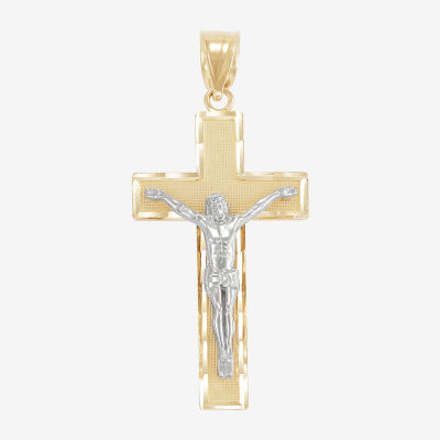 Crucifix Unisex Adult 14K Two Tone Gold Cross Pendant