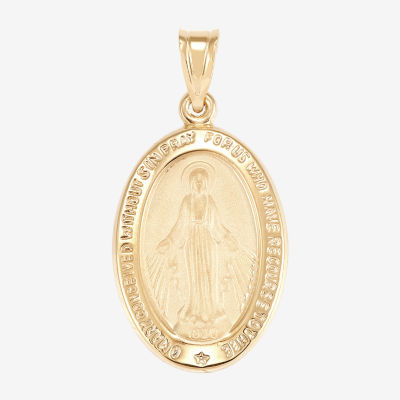 Religious Jewelry Medalla Milagrosa / Miraculous Medal Unisex Adult 14K Gold Cross Pendant