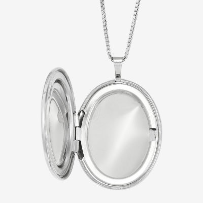 Womens Sterling Silver 18 Inch Locket Necklace