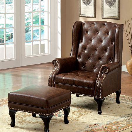 Goldrod Chair And Ottoman Sets Tufted Chair & Ottoman Set, One Size, Brown