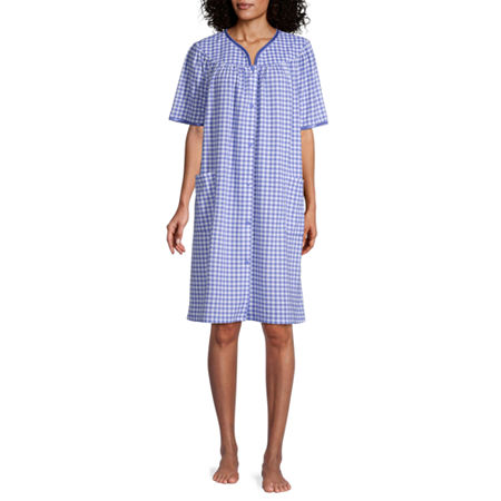Adonna Womens Short Sleeve Long Length Robe, Small , Blue
