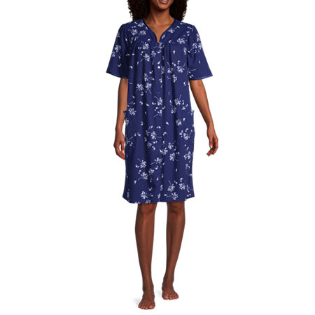 Adonna Womens Short Sleeve Long Length Robe, Small , Blue