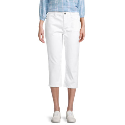 St. John's Bay Mid Rise Denim Capris, Color White JCPenney