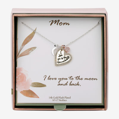 Sparkle Allure Womens Cubic Zirconia Pure Silver Over Brass Heart Moon 16 Inch Pendant Necklace