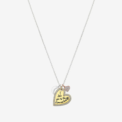 Sparkle Allure Womens Cubic Zirconia Pure Silver Over Brass Heart Moon 16 Inch Pendant Necklace