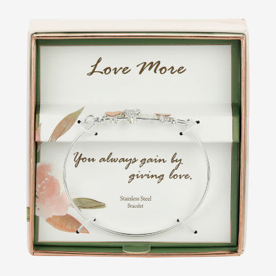 Sparkle Allure Womens Crystal Pure Silver Over Brass Heart Bangle Bracelet