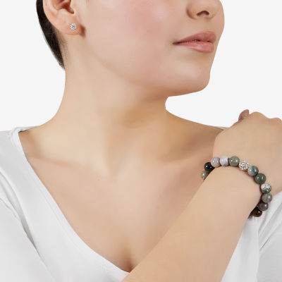 Sparkle Allure Stretch Bracelet & Stud Earring 2-pc. Jasper Pure Silver Over Brass Jewelry Set