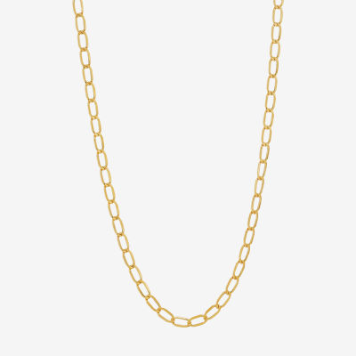 14K Gold 18 - 22 Inch Hollow Elongated Curb Chain Necklace