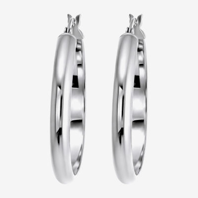 Sterling Silver 31mm Round Hoop Earrings