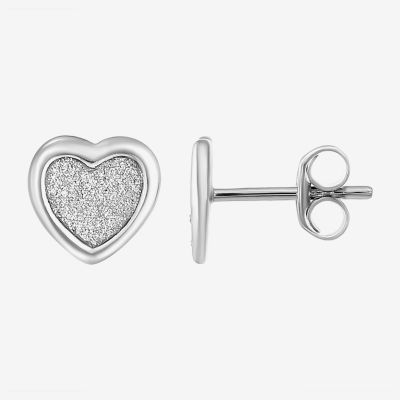 White Cubic Zirconia Sterling Silver Heart Round 3 Pair Earring Set