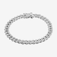 Sterling Silver 8 1/2 Inch Solid Link Chain Bracelet, One Size