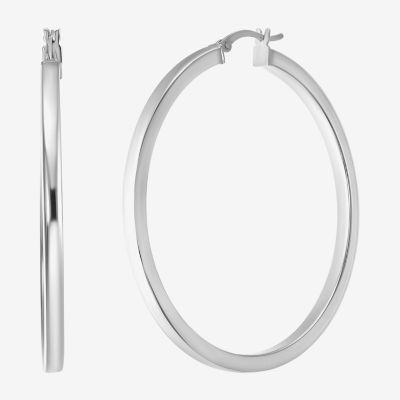 Sterling Silver 50mm Round Hoop Earrings