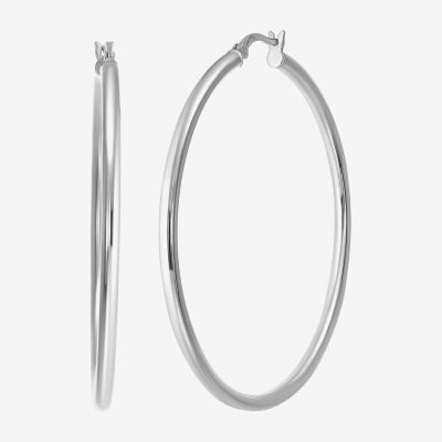 Sterling Silver 50mm Round Hoop Earrings