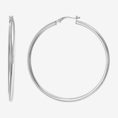 Sterling Silver 50mm Round Hoop Earrings