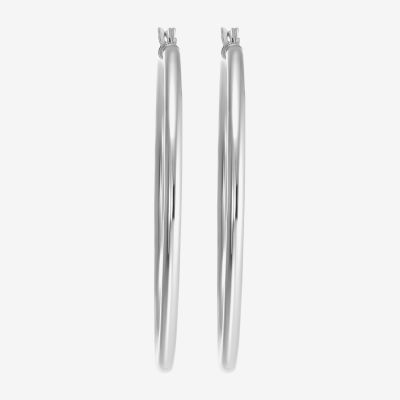 Sterling Silver 50mm Round Hoop Earrings