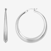 Sterling Silver 40mm Round Hoop Earrings, One Size