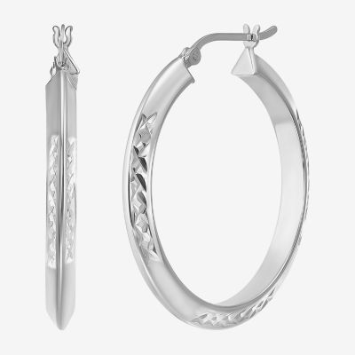 Sterling Silver 35.5mm Round Hoop Earrings